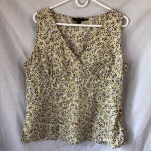 Boden Wrap Front Sleeveless Cotton Top Shirt Light Green Piping Side Zip XL 16